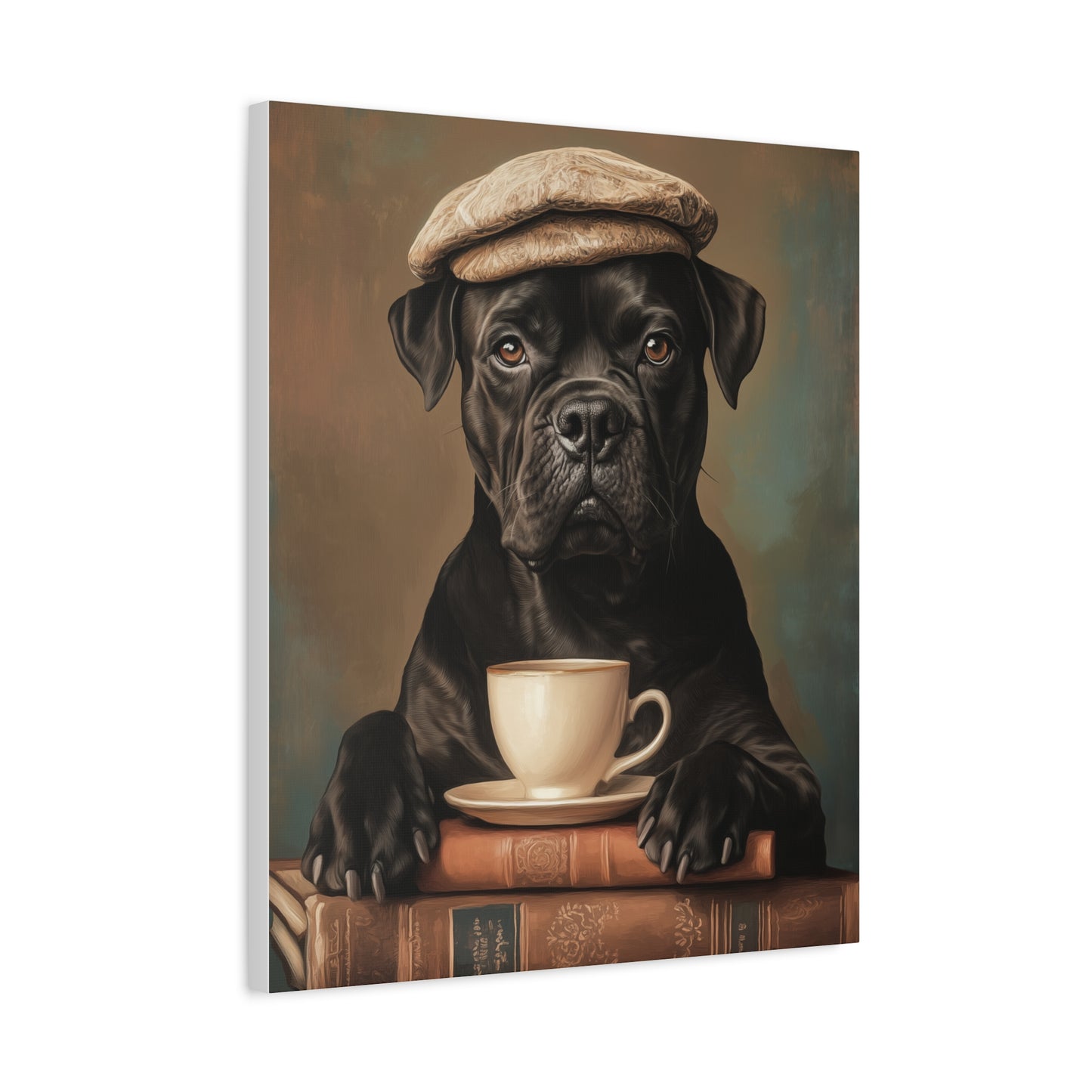 Cane Corso with Beret: "The Literary Guardian" | Matte Canvas Print, Stretched, 1.25 | Puppy Love Edition™