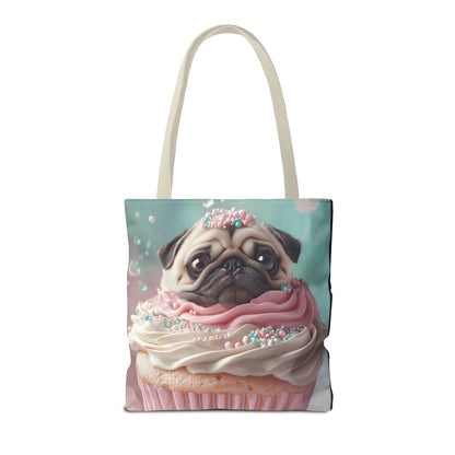 Pug as a Cupcake: "Frosted Friend" | Tote Bag (AOP) | Puppy Love Edition™