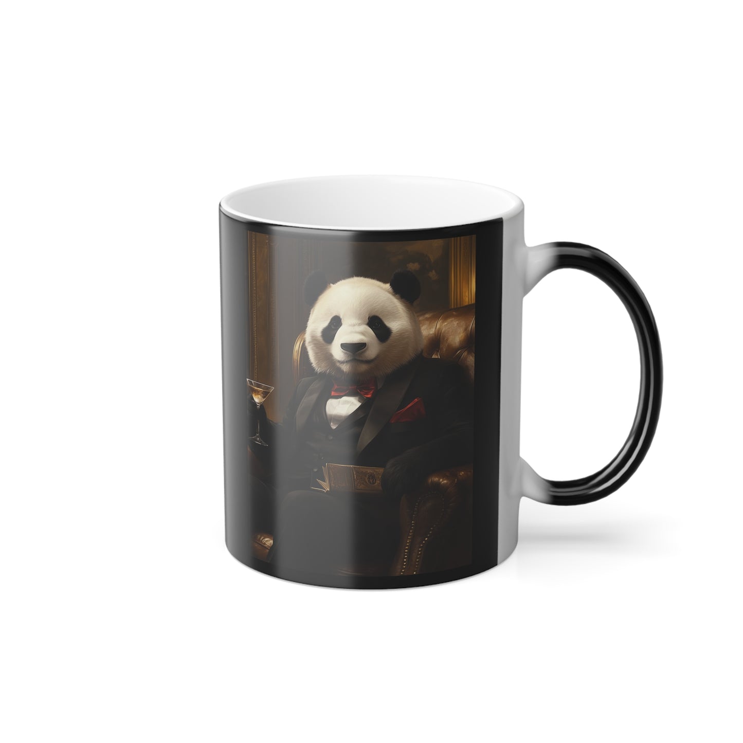 Panda Lounging in a Tuxedo: "The Polished Panda" | Color Morphing Coffee Mug, 11oz | Pawgue Chic Edition™