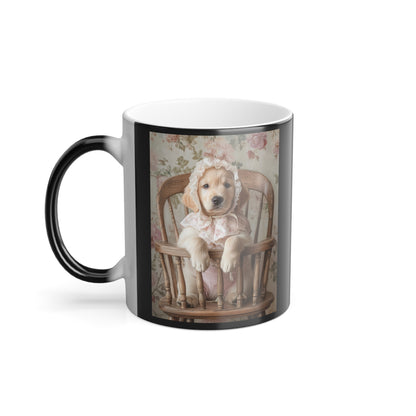 Golden Retriever in High Chair: "Victorian Pup" | Color Morphing Coffee Mug, 11oz | Puppy Love Edition™