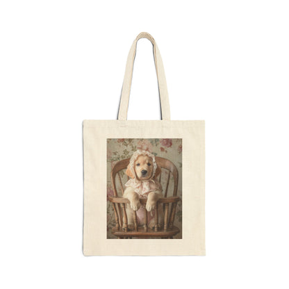 Golden Retriever in High Chair: "Victorian Pup" | Canvas Tote Bag | Puppy Love Edition™