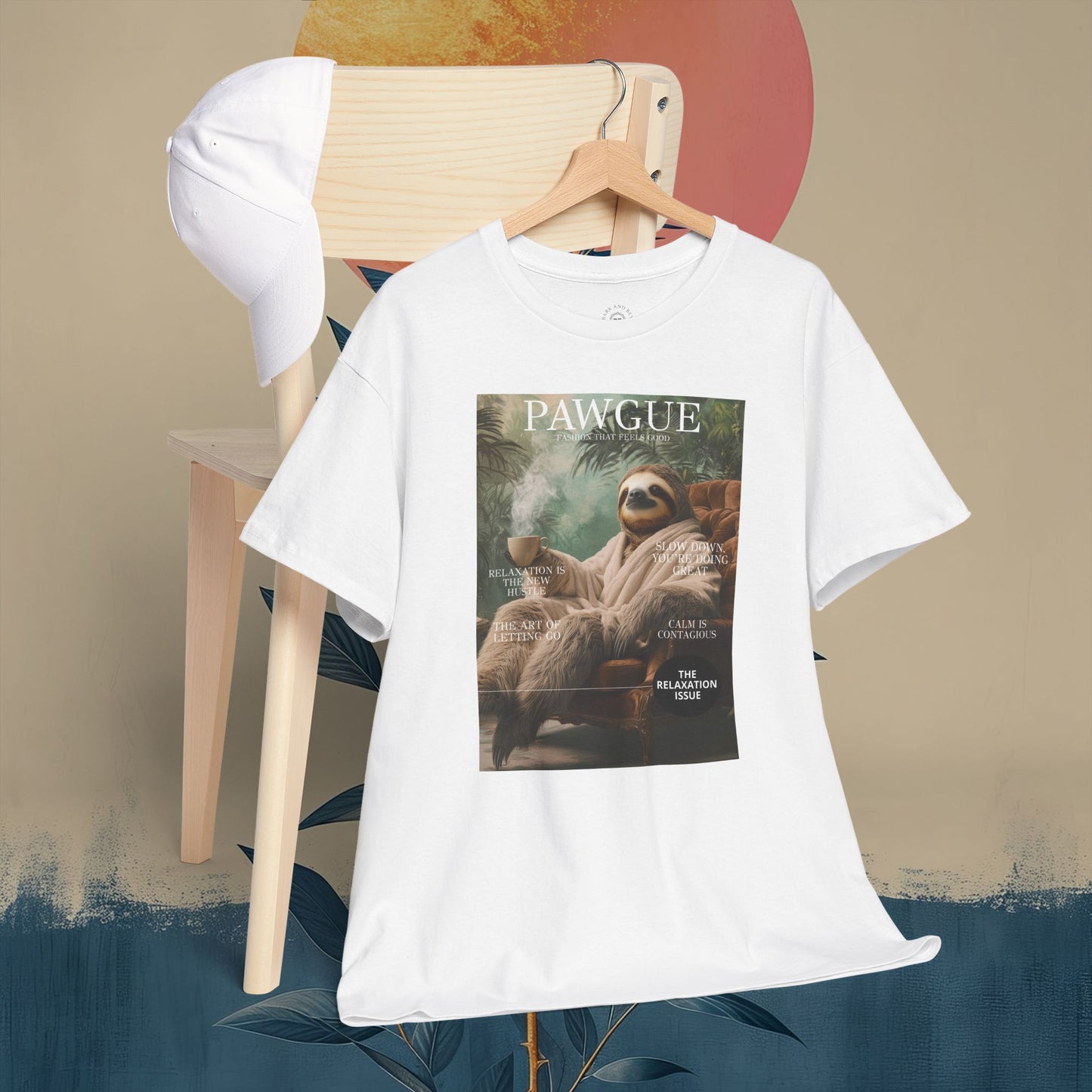 Sloth in Bathrobe with Coffee: "Cover" | T Shirt | Pawgue Chic Edition™