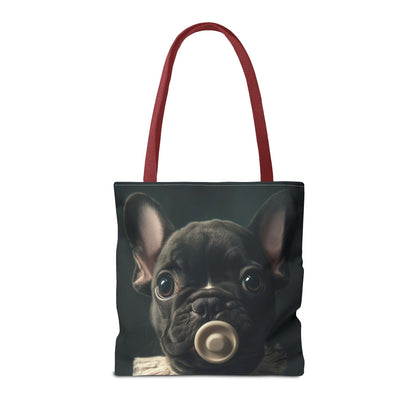 French Bulldog in Striped Baby Gown: "Vintage Cherub" | Tote Bag (AOP) | Puppy Love Edition™