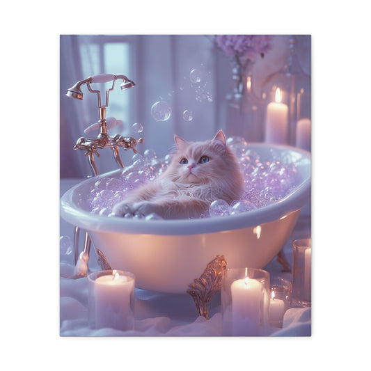 Fluffy Cat in a Bathtub: "Bubble Bliss" | Matte Canvas Print, Stretched, 1.25 | Feline Edition™