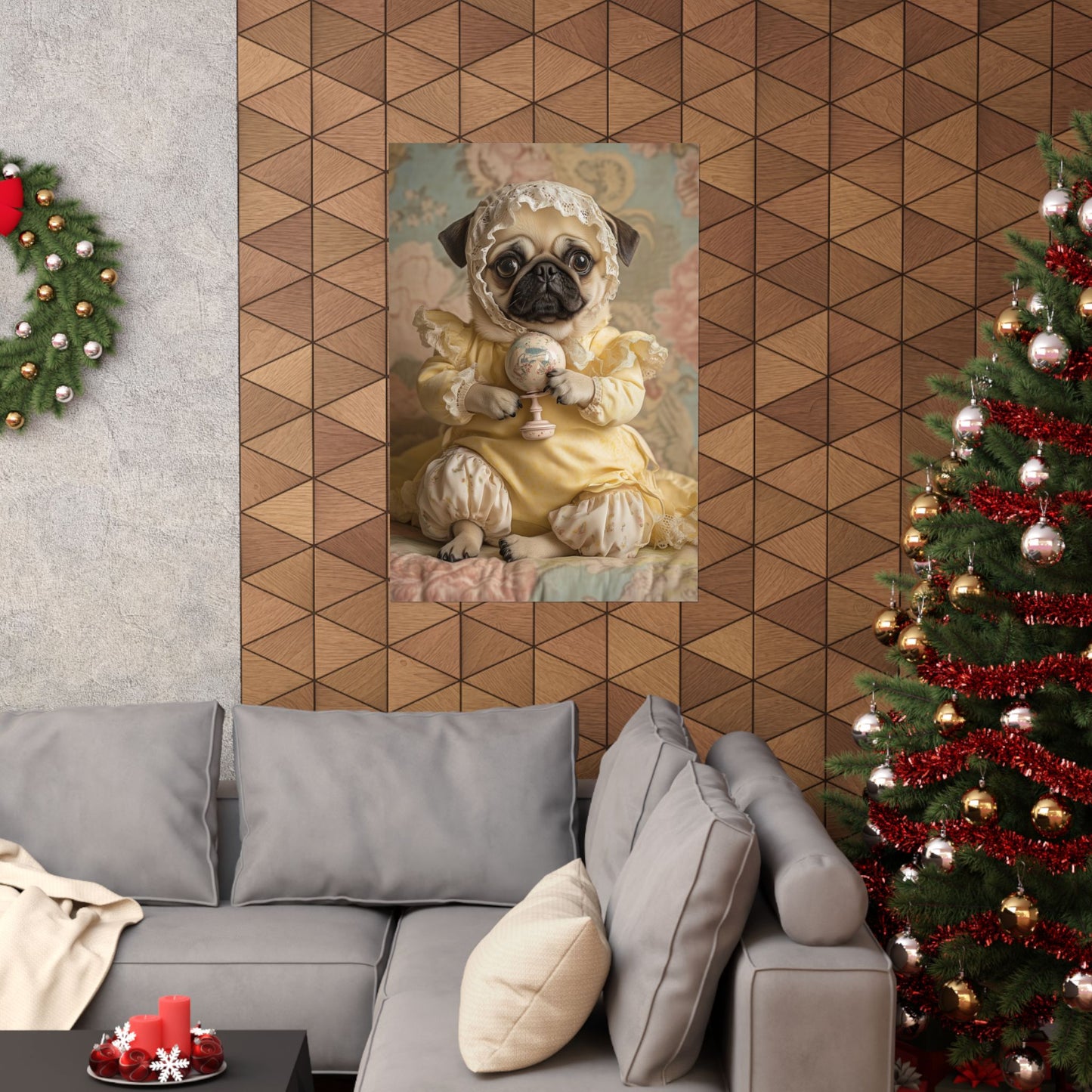 Pug in Yellow Frills: "Victorian Darling" | Matte Vertical Posters | Puppy Love Edition™: