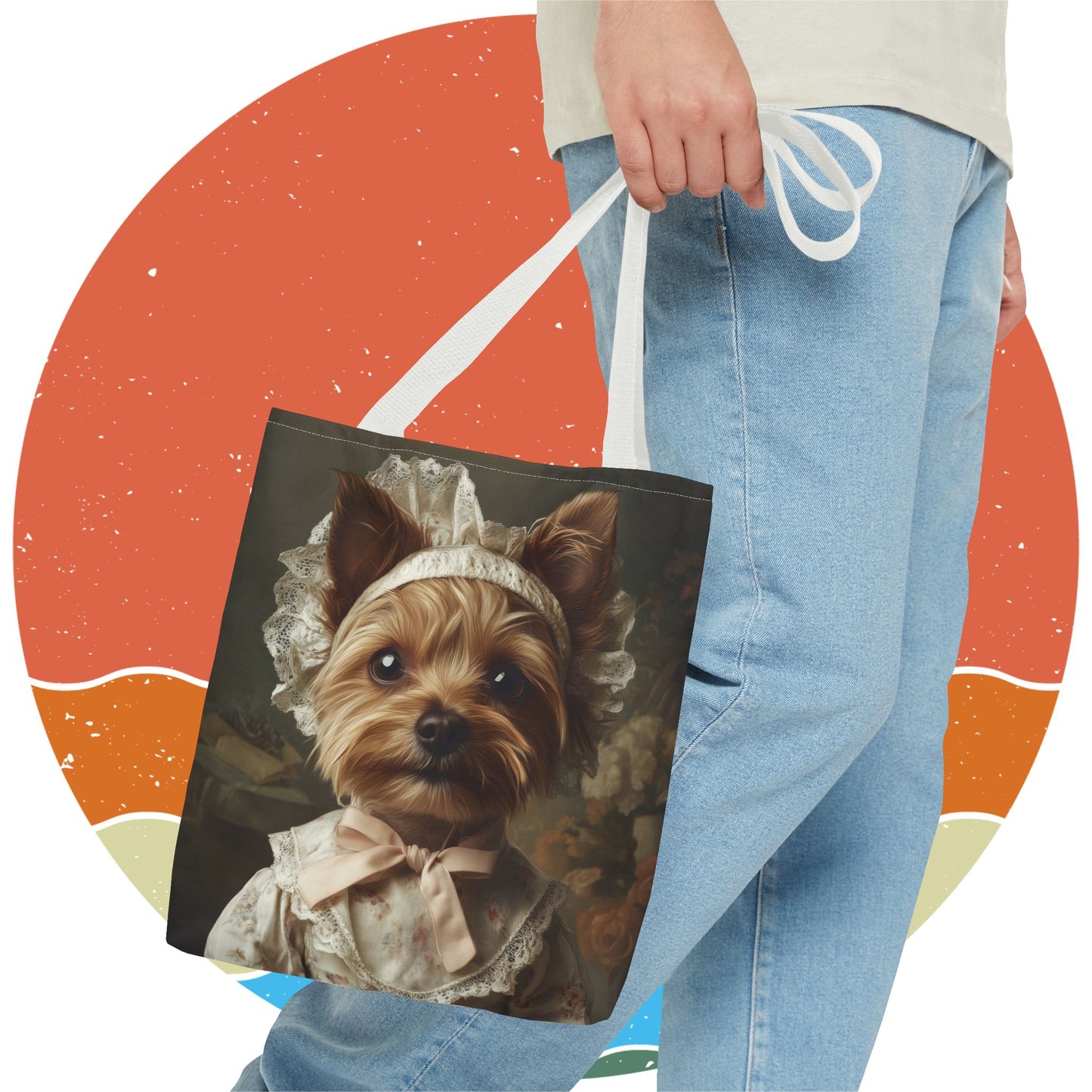 Yorkshire Terrier in Victorian Gown: "Gentle Grace" | Tote Bag (AOP) | Puppy Love Edition™