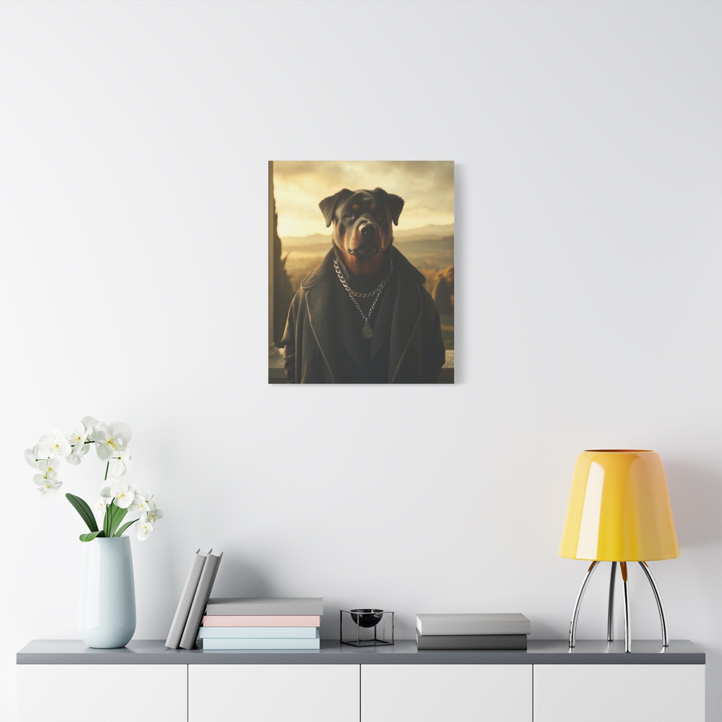 Rottweiler in Casual Wear | Matte Canvas Print, Stretched, 1.25 | Pawgue Chic Edition™