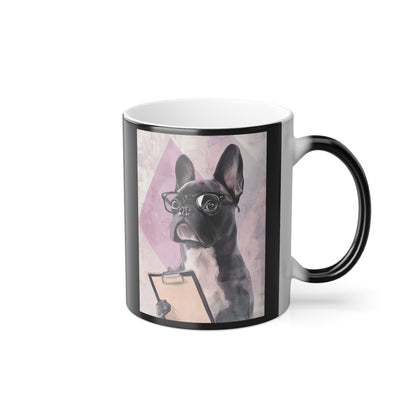 French Bulldog with Clipboard: "Inspector Pawfection." | Color Morphing Coffee Mug, 11oz | Working Pets Edition™