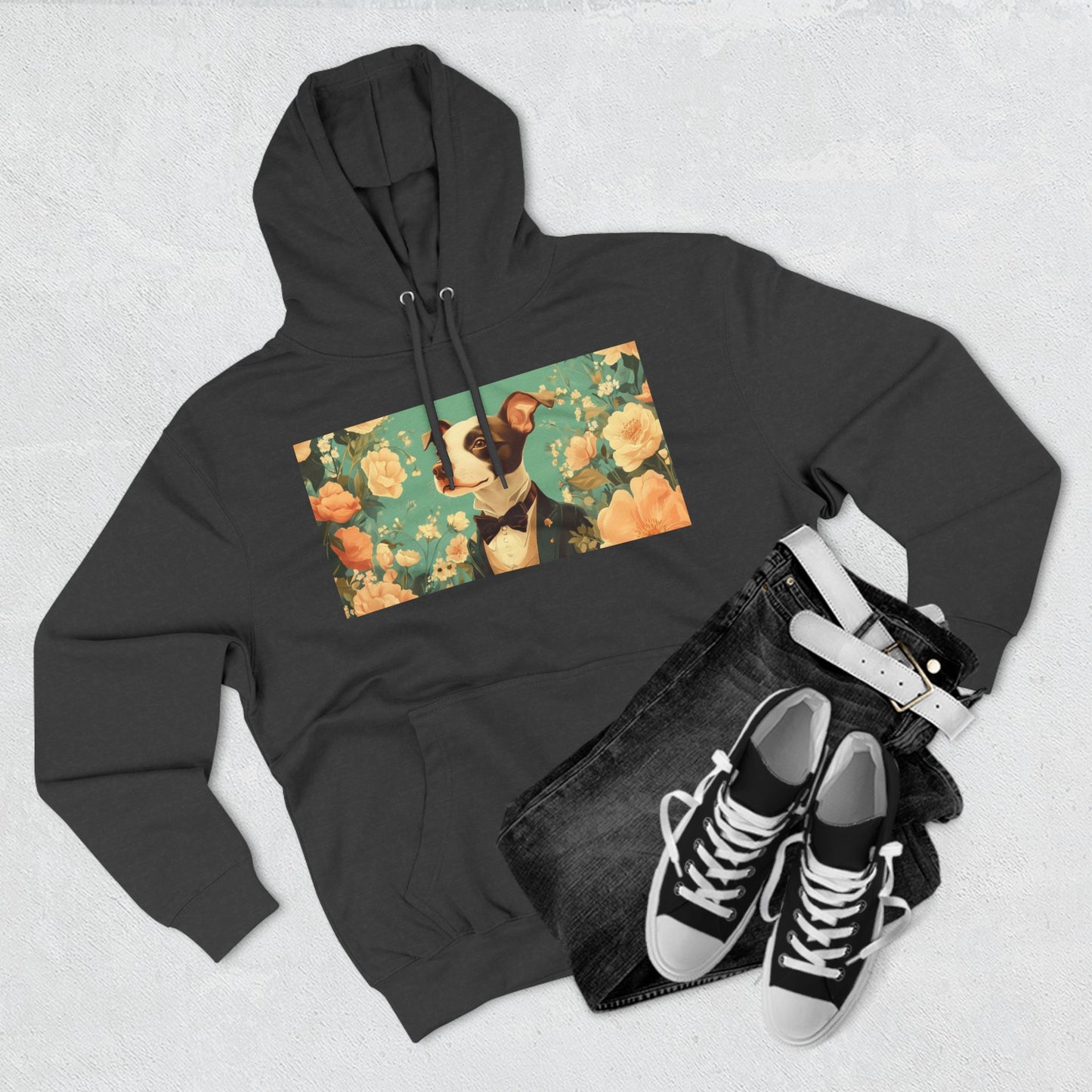 Historical Fiction Collection™: "Refined Pup in Florals" | Hoodie