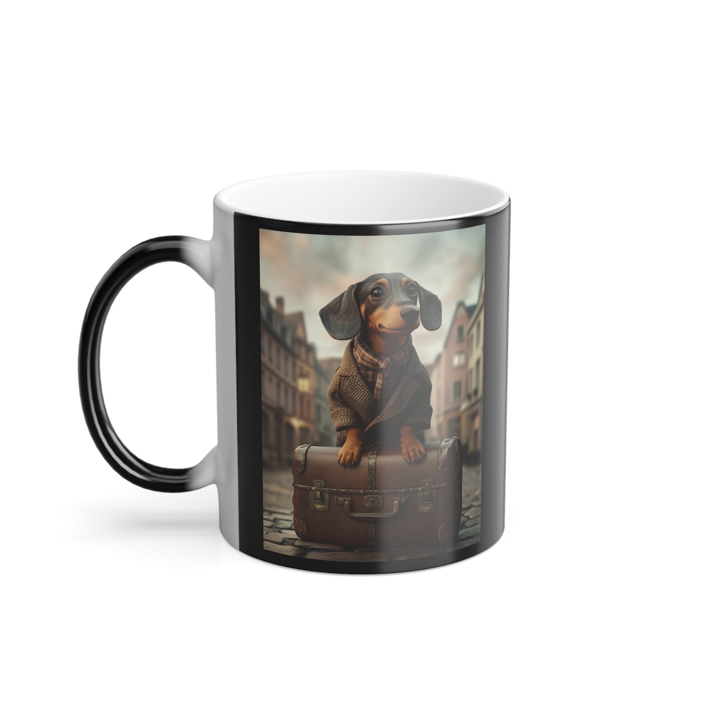 Dachshund in Tweed: "The Traveling Gentleman" | Color Morphing Coffee Mug, 11oz | Pawgue Chic Edition™