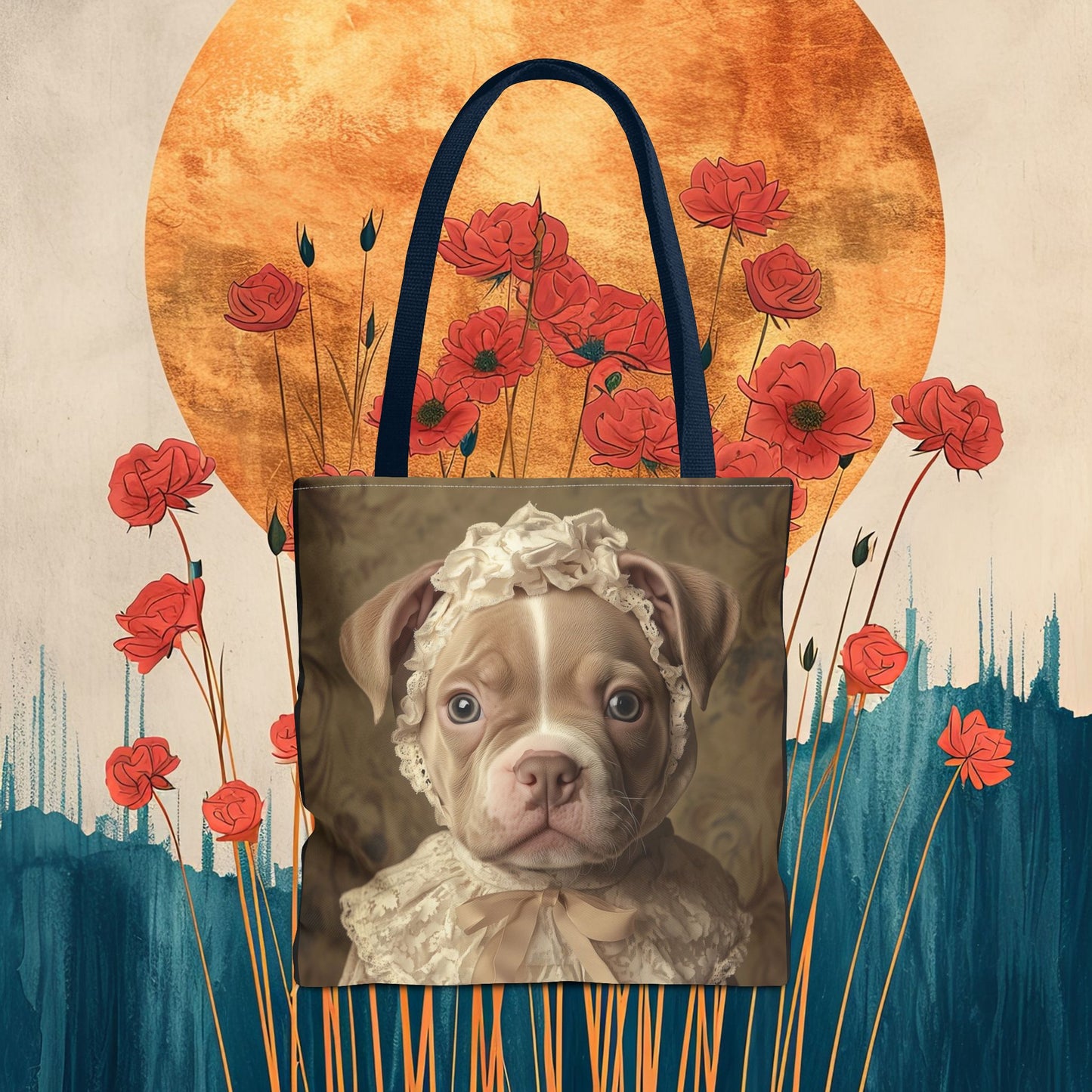 Pit Bull in Ivory Lace: "Regal Innocence" | Tote Bag (AOP) | Puppy Love Edition™