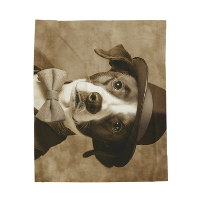 Historical Fiction Collection™: "Sir Barkington of Bowtie Manor"   | Velveteen Plush Blanket