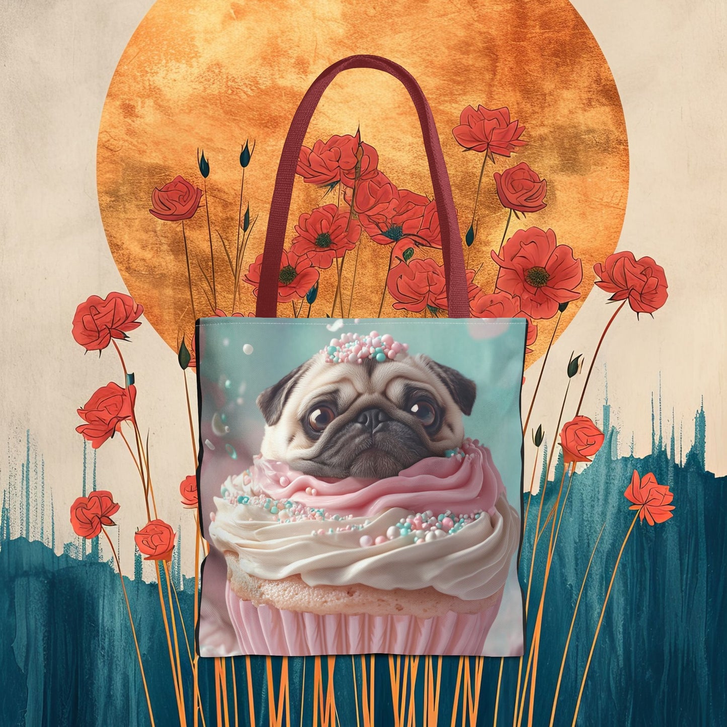 Pug as a Cupcake: "Frosted Friend" | Tote Bag (AOP) | Puppy Love Edition™