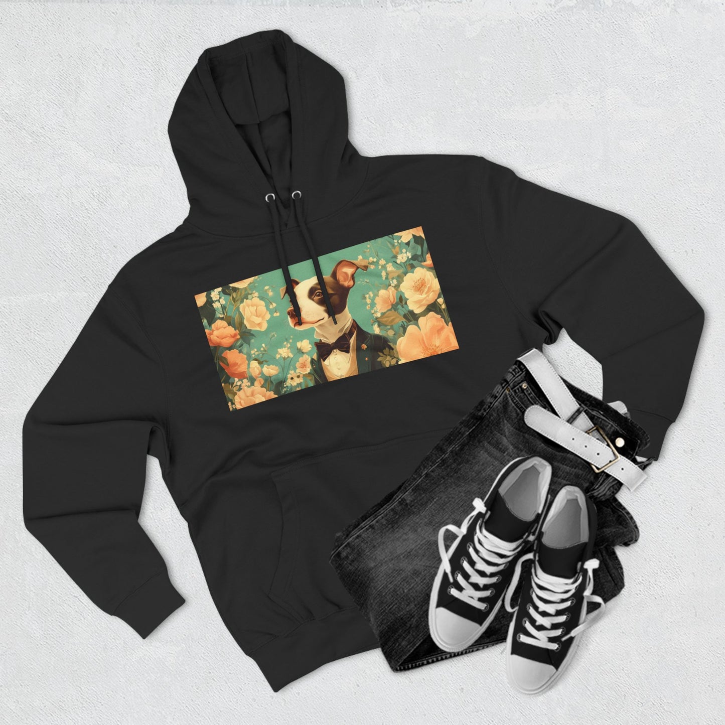 Historical Fiction Collection™: "Refined Pup in Florals" | Hoodie