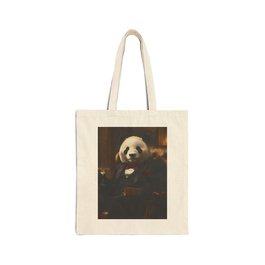 Panda Lounging in a Tuxedo: "The Polished Panda" | Canvas Tote Bag | Pawgue Chic Edition™