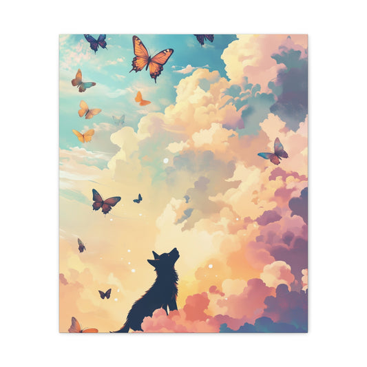 Dog Chasing Butterflies: "Butterfly Reverie" | Matte Canvas Print, Stretched, 1.25 | Bliss Edition™