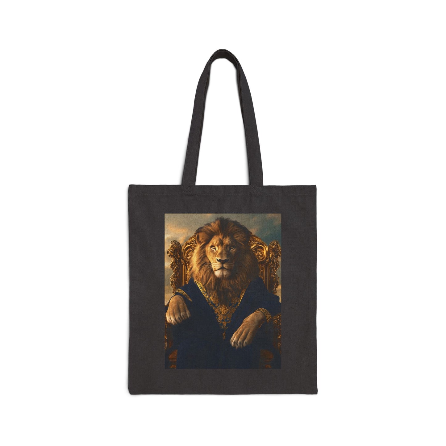 Lion on a Gilded Throne: "The Majestic Monarch" | Canvas Tote Bag | Pawgue Chic Edition™