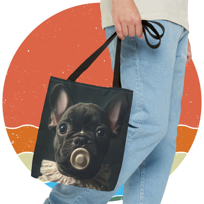 French Bulldog in Striped Baby Gown: "Vintage Cherub" | Tote Bag (AOP) | Puppy Love Edition™