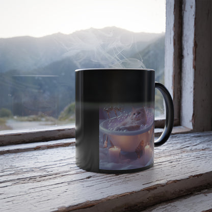 Fluffy Cat in a Bathtub: "Bubble Bliss" | Color Morphing Coffee Mug, 11oz | Bliss Edition™