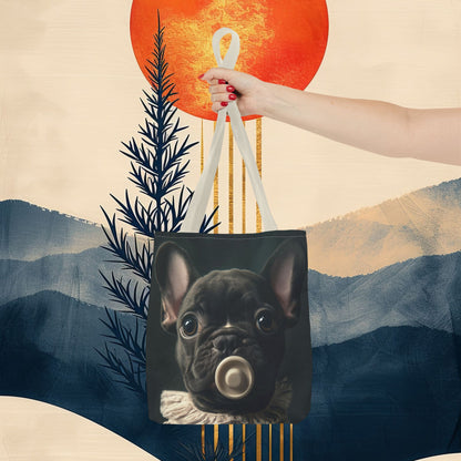 French Bulldog in Striped Baby Gown: "Vintage Cherub" | Tote Bag (AOP) | Puppy Love Edition™