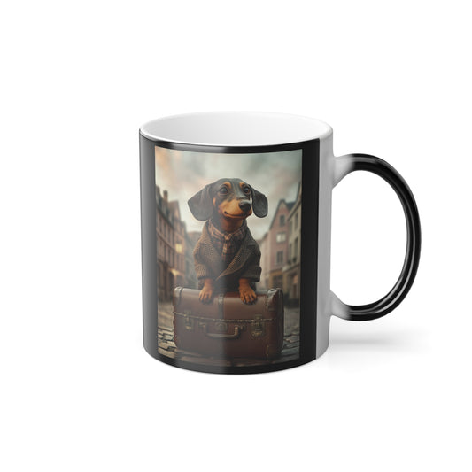 Dachshund in Tweed: "The Traveling Gentleman" | Color Morphing Coffee Mug, 11oz | Pawgue Chic Edition™