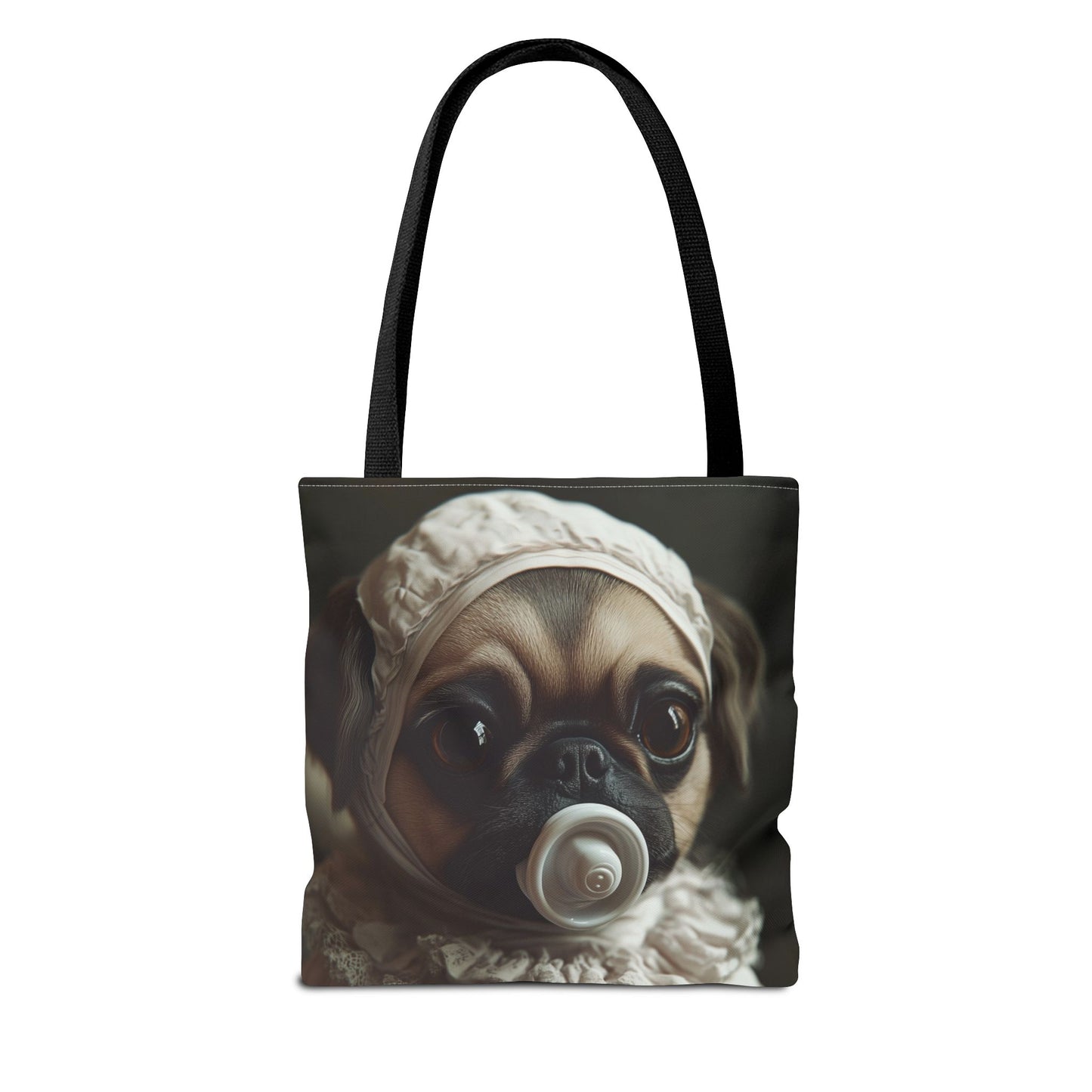 Pug in Ivory Bonnet: "Timeless Innocence" | Tote Bag (AOP) | Puppy Love Edition™