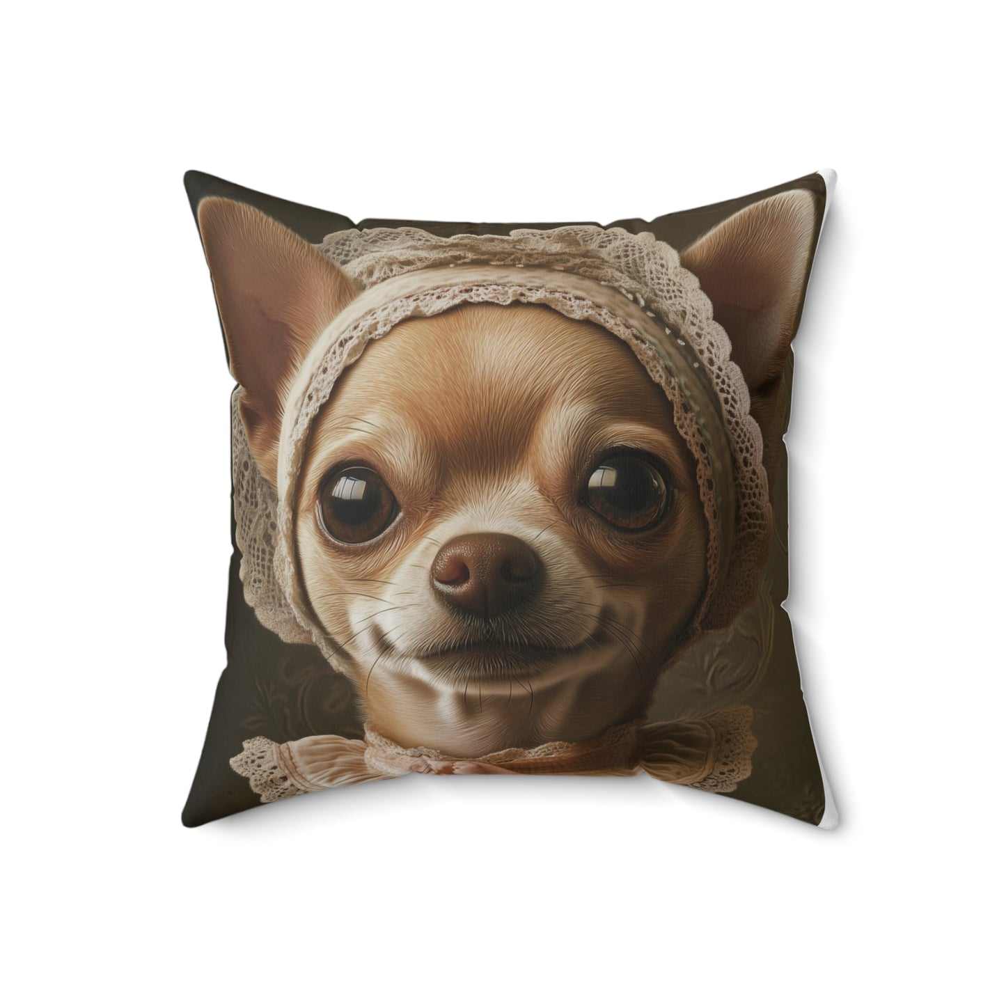 Chihuahua in Lace: "Cottage Charm" | Spun Polyester Square Pillow | Puppy Love Edition™