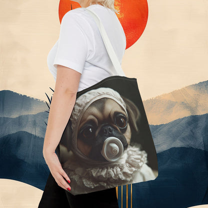 Pug in Ivory Bonnet: "Timeless Innocence" | Tote Bag (AOP) | Puppy Love Edition™