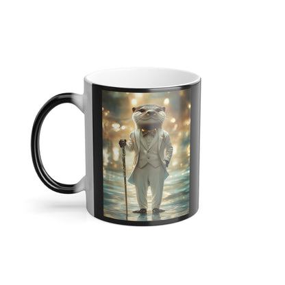 Otter in White Suit: "The River Aristocrat" | Color Morphing Coffee Mug, 11oz | Pawgue Chic Edition™