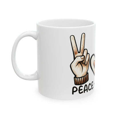 Bark Basics Collection™: "Peace Love & Dogs" | Ceramic Mug, (11oz, 15oz) |