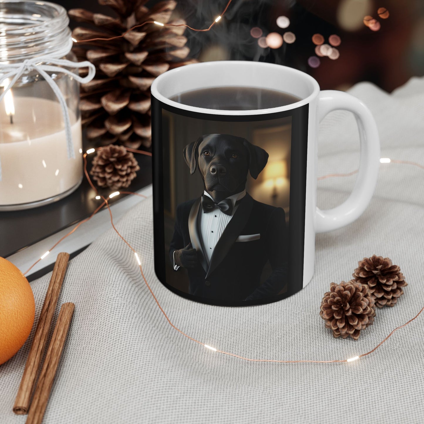 Labrador in Black Tie: "The Classic Companion" | Ceramic Mug, (11oz, 15oz) |  Pawgue Chic Edition™