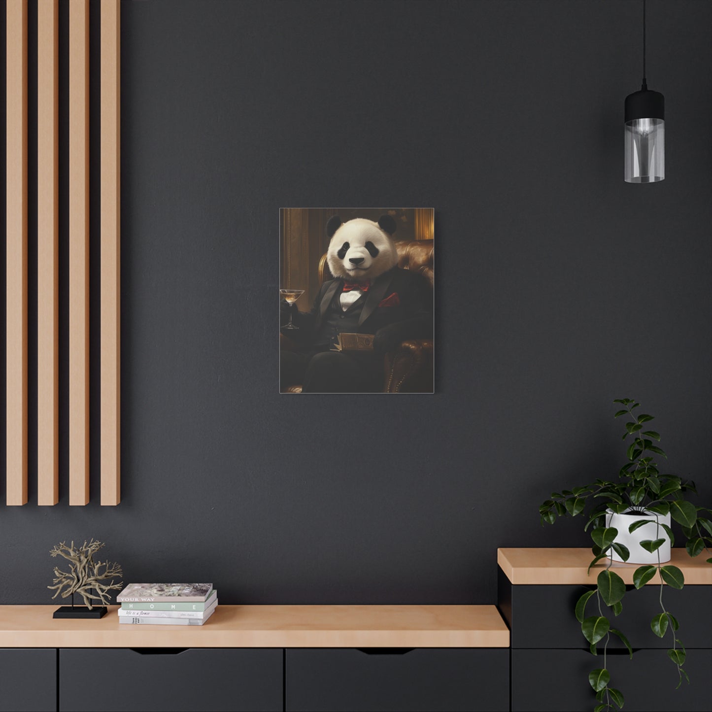 Panda Lounging in a Tuxedo: "The Polished Panda" | Matte Canvas Print, Stretched, 1.25 | Pawgue Chic Edition™