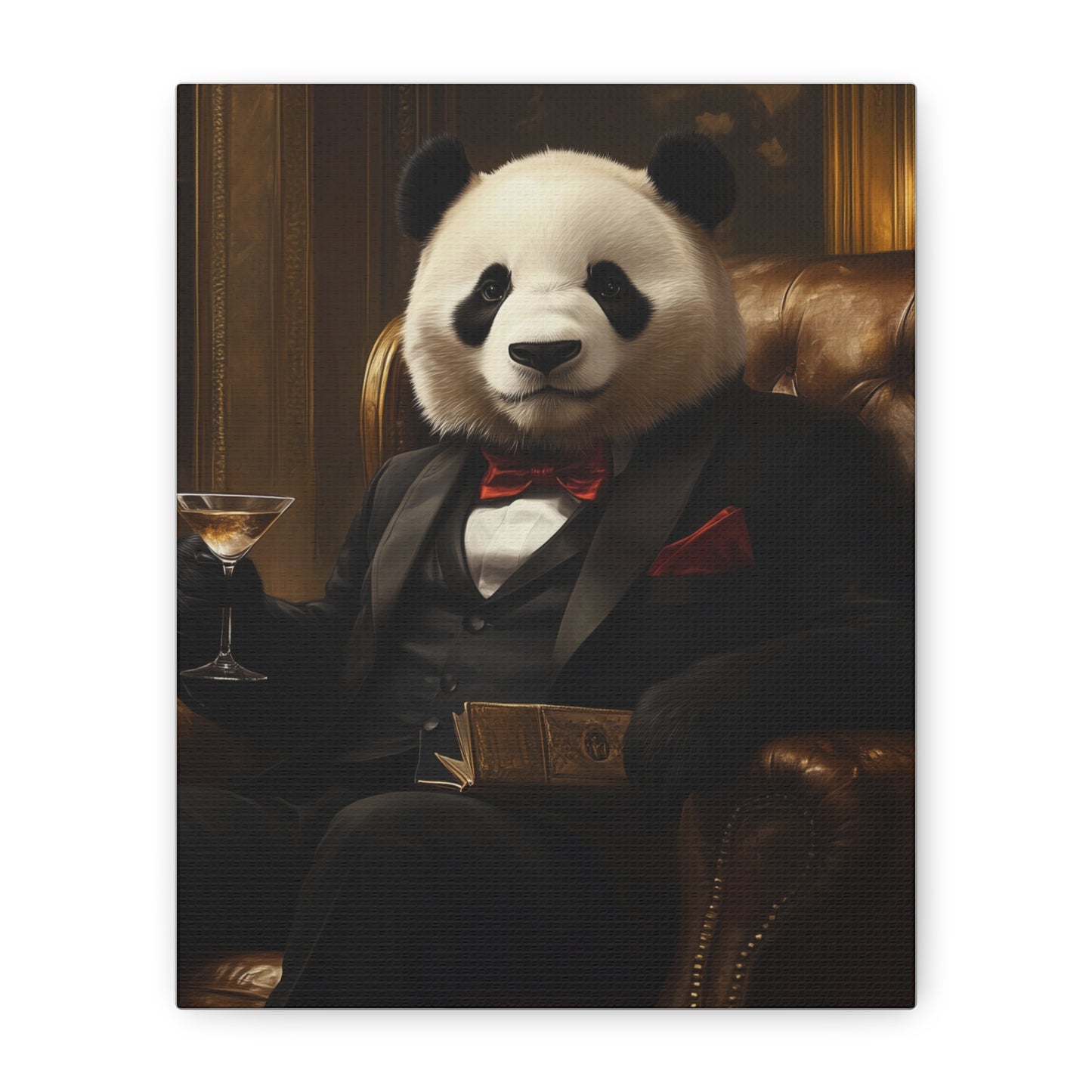 Panda Lounging in a Tuxedo: "The Polished Panda" | Matte Canvas Print, Stretched, 1.25 | Pawgue Chic Edition™