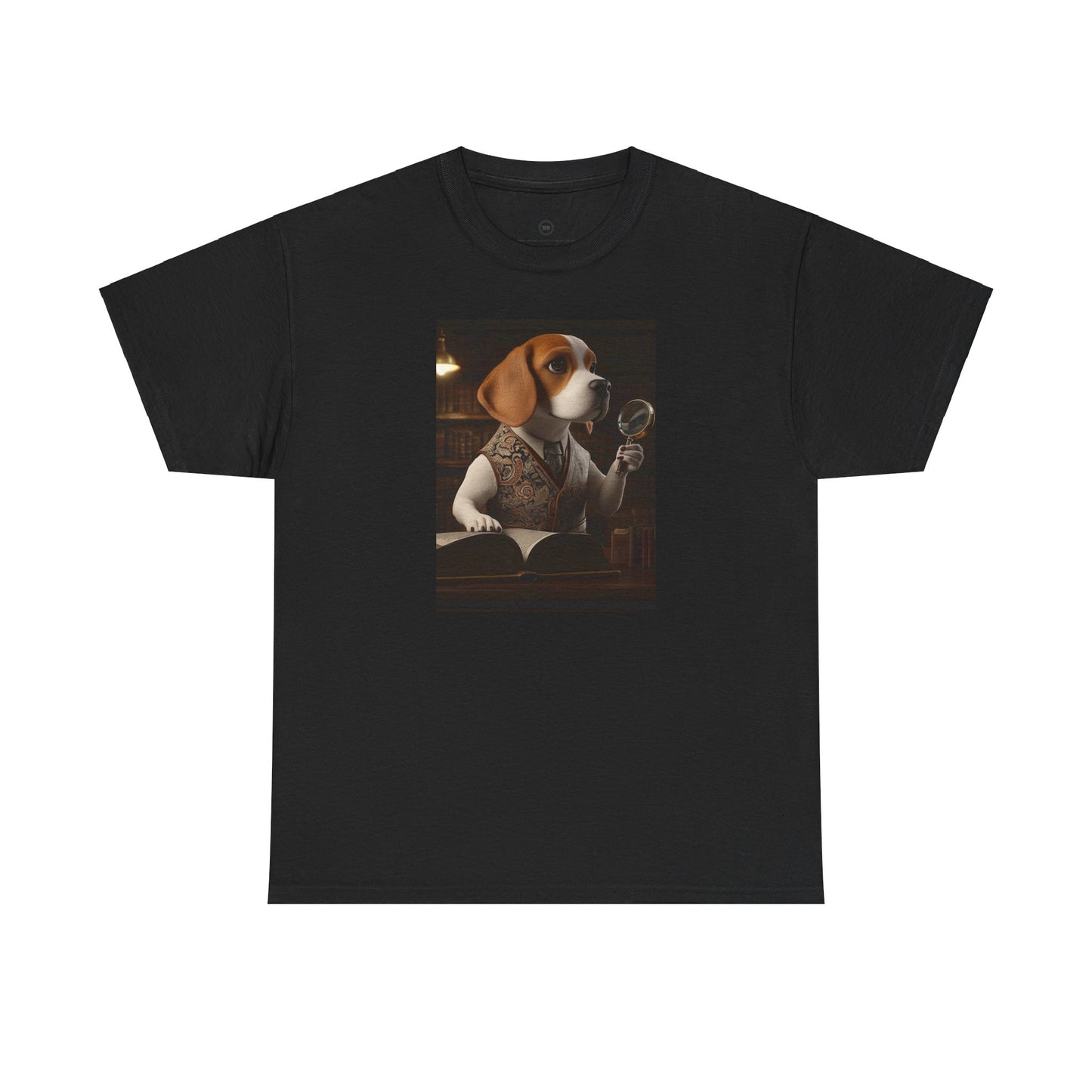 Beagle with Magnifying Glass: "Library Sleuth" | T Shirt | Pawgue Chic Edition™