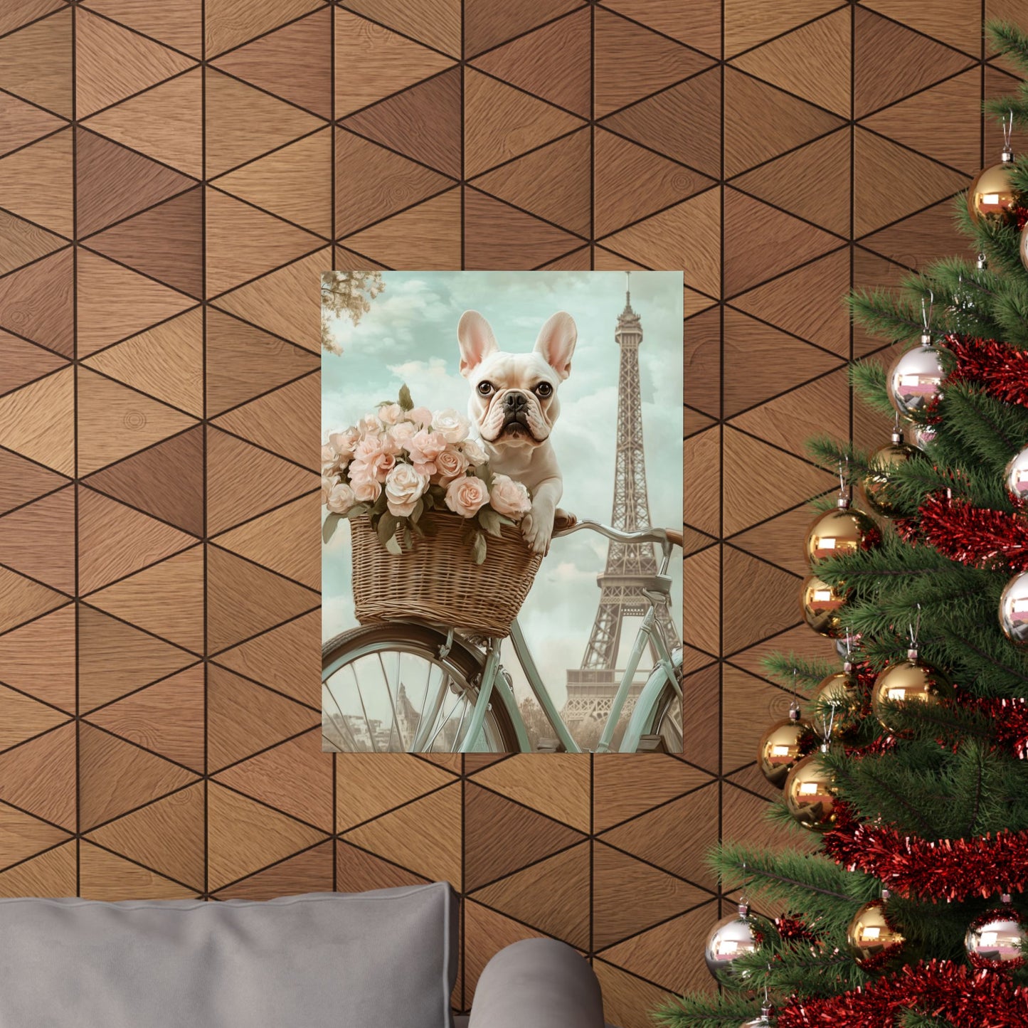 French Bulldog in Paris: "Paws and Petals" | Matte Vertical Posters | Puppy Love Edition™