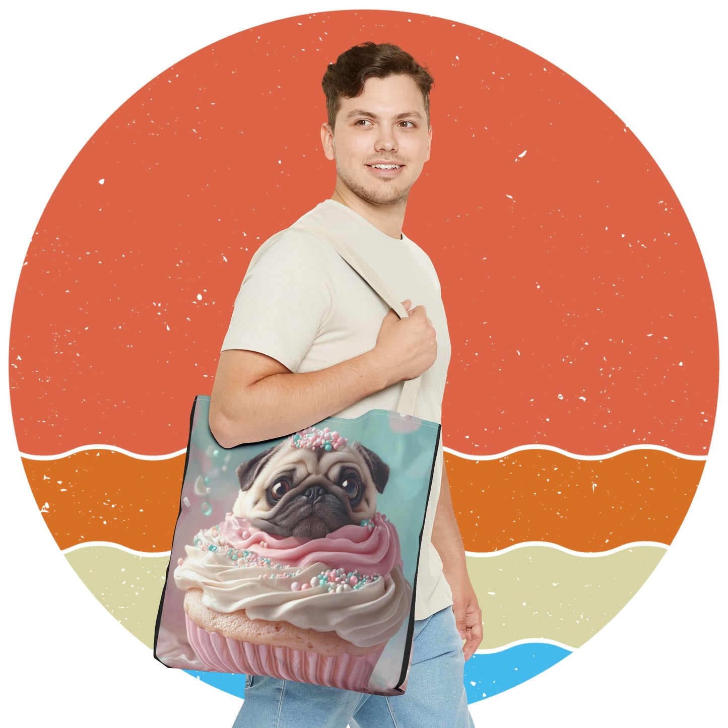 Pug as a Cupcake: "Frosted Friend" | Tote Bag (AOP) | Puppy Love Edition™