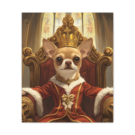 Chihuahua King on Throne: "Royal Canine Court" | Matte Canvas Print, Stretched, 1.25 | Historical Fiction Edition™