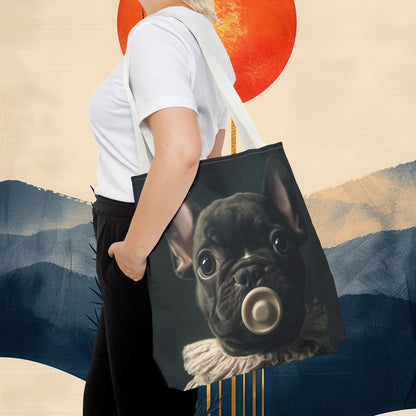 French Bulldog in Striped Baby Gown: "Vintage Cherub" | Tote Bag (AOP) | Puppy Love Edition™