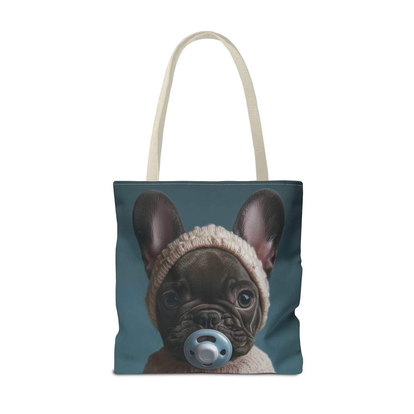 French Bulldog in Cozy Knit Sweater: "Bundle of Joy" | Tote Bag (AOP) | Puppy Love Edition™