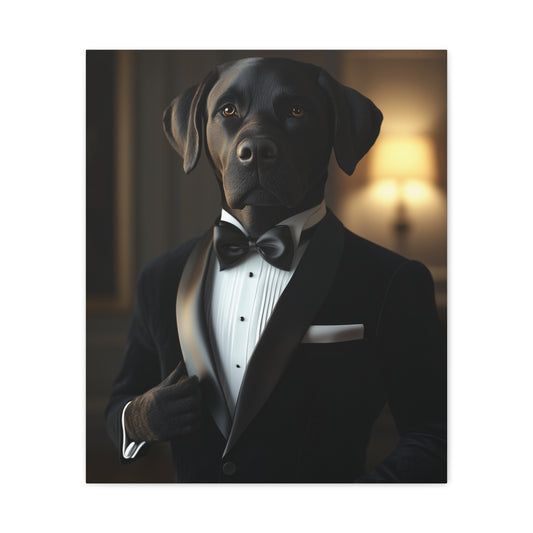 Labrador in Black Tie: "The Classic Companion" | Matte Canvas Print, Stretched, 1.25 |  Pawgue Chic Edition™