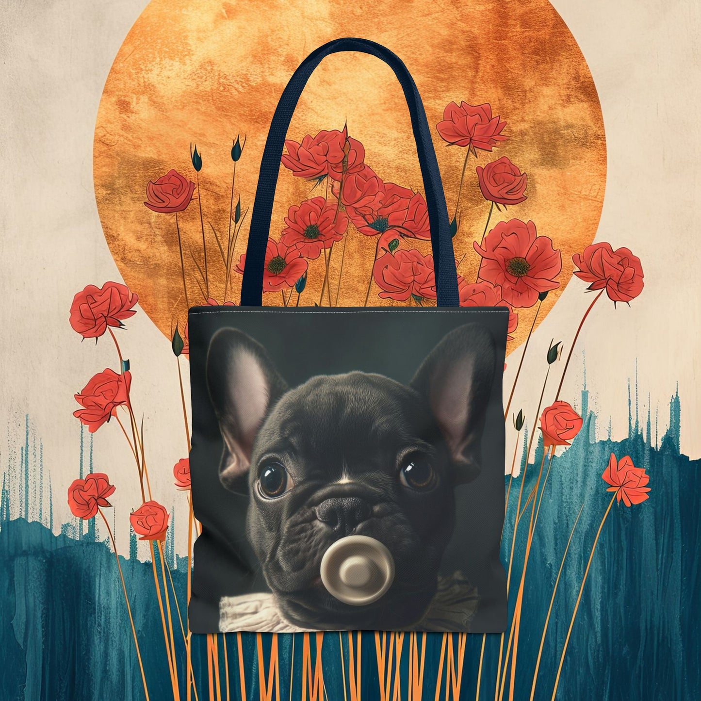 French Bulldog in Striped Baby Gown: "Vintage Cherub" | Tote Bag (AOP) | Puppy Love Edition™