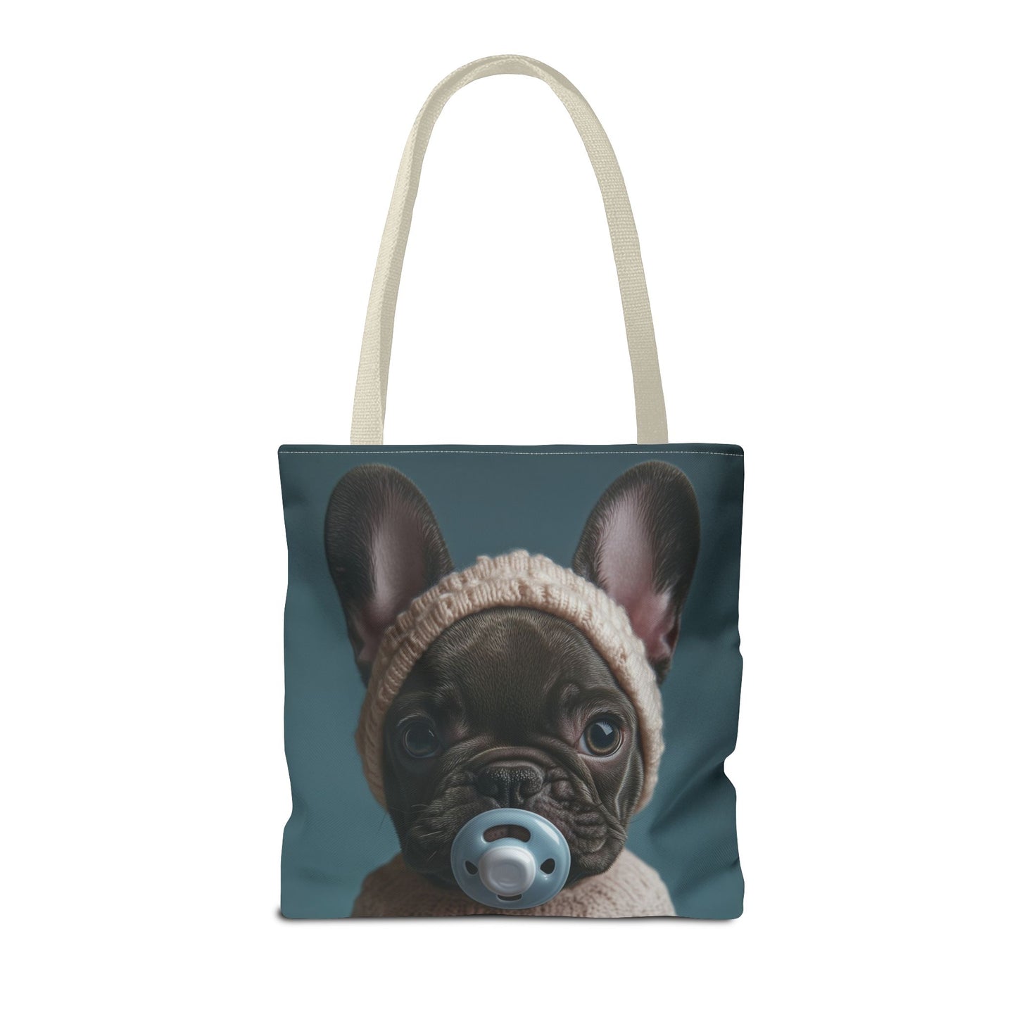 French Bulldog in Cozy Knit Sweater: "Bundle of Joy" | Tote Bag (AOP) | Puppy Love Edition™