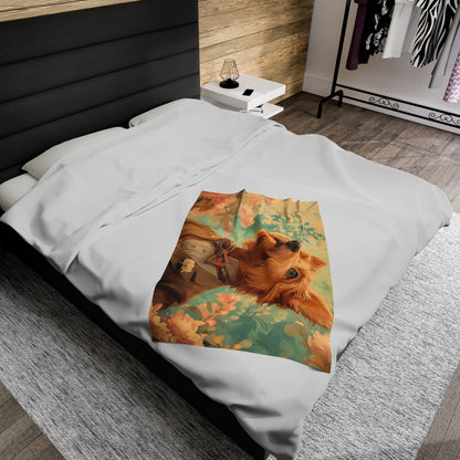 Historical Fiction Collection™: "Yorkie in Bloom"   | Velveteen Plush Blanket