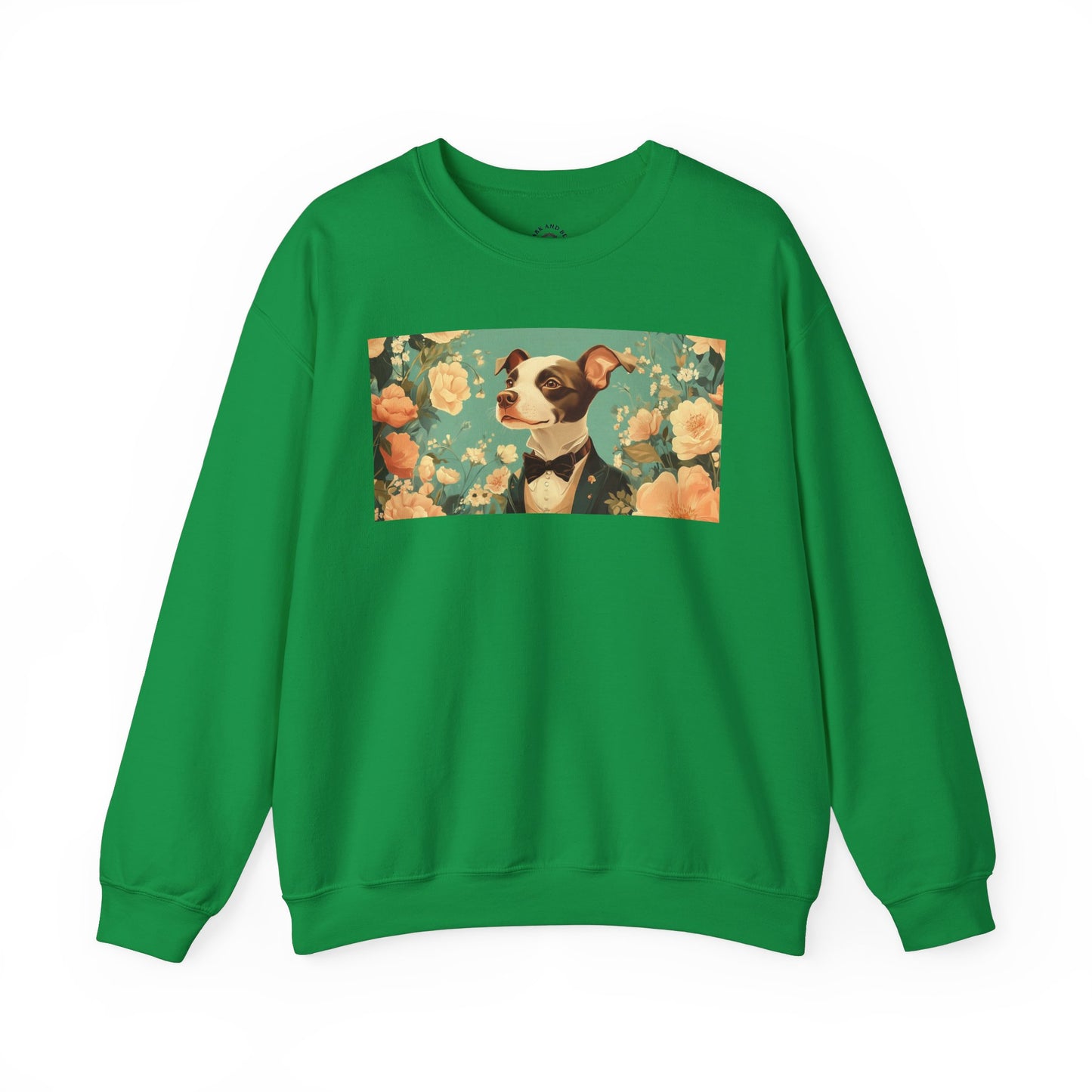 Historical Fiction Collection™: "Refined Pup in Florals" | Crewneck Sweatshirt