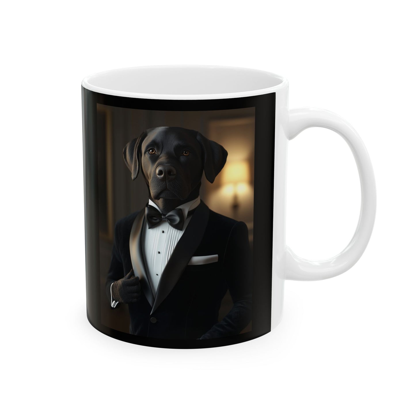 Labrador in Black Tie: "The Classic Companion" | Ceramic Mug, (11oz, 15oz) |  Pawgue Chic Edition™