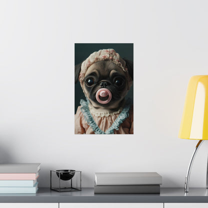 Pug in Peach and Lace: "Blushing Belle" | Matte Vertical Posters | Puppy Love Edition™