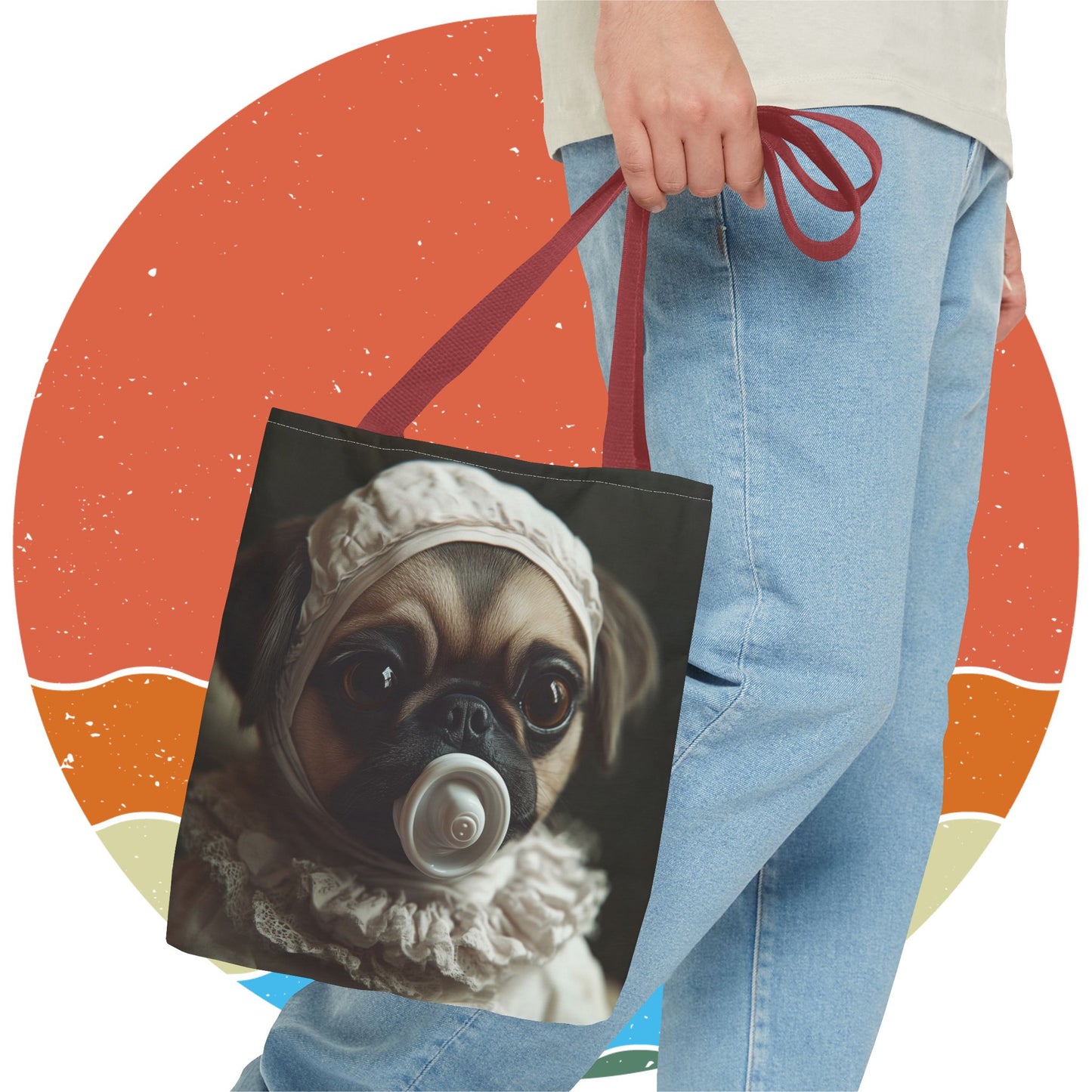 Pug in Ivory Bonnet: "Timeless Innocence" | Tote Bag (AOP) | Puppy Love Edition™