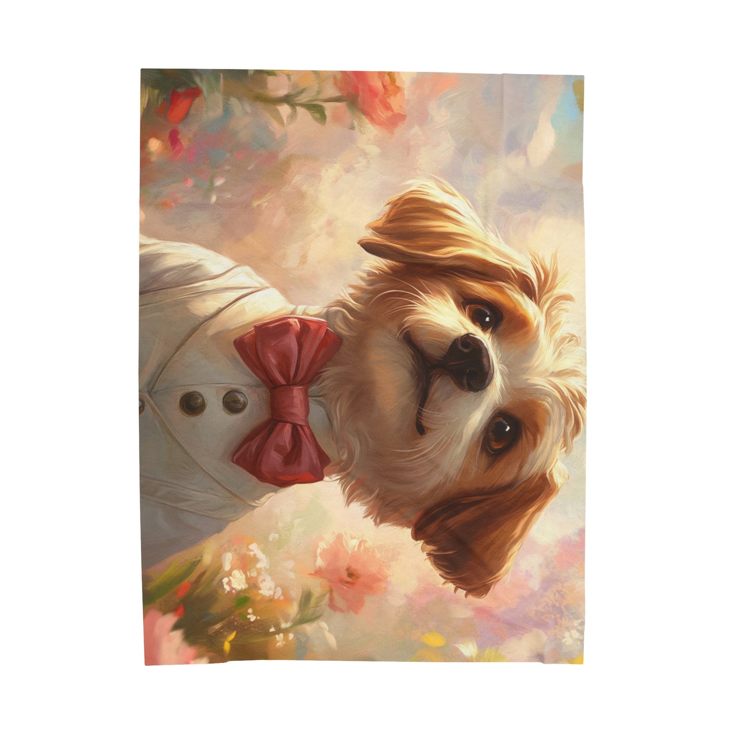 Historical Fiction Collection™: "Dapper Dog in Bloom"   | Velveteen Plush Blanket