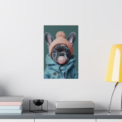 French Bulldog in Winter Baby Attire: "Cozy Cutie" | Matte Vertical Posters | Puppy Love Edition™: