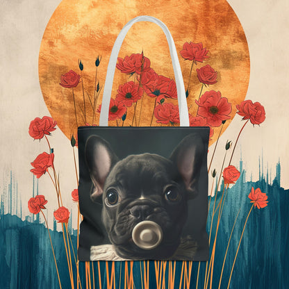 French Bulldog in Striped Baby Gown: "Vintage Cherub" | Tote Bag (AOP) | Puppy Love Edition™